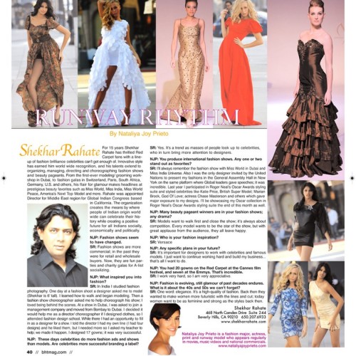 Cutout of article showing Anne Cecilie modeling a bronze dress